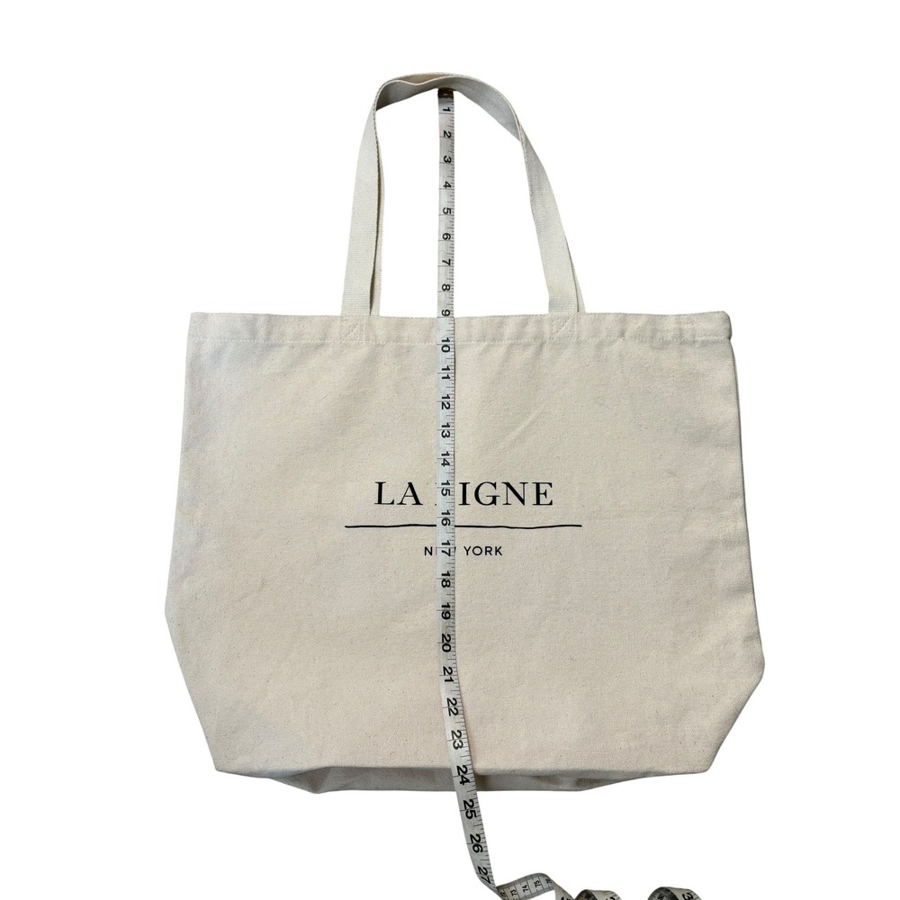La Ligne Cotton Canvas Extra Large Tote Bag With La Bande Neutral Shopping - Picture 5 of 7